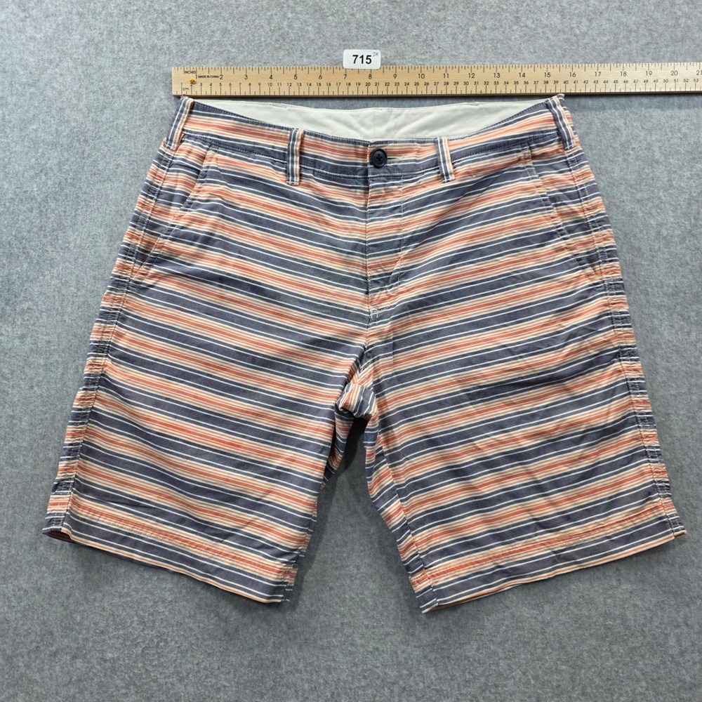 Bonobos Mens Chino Shorts Size 30 Blue Orange Striped Cotton Casual Summer 9in